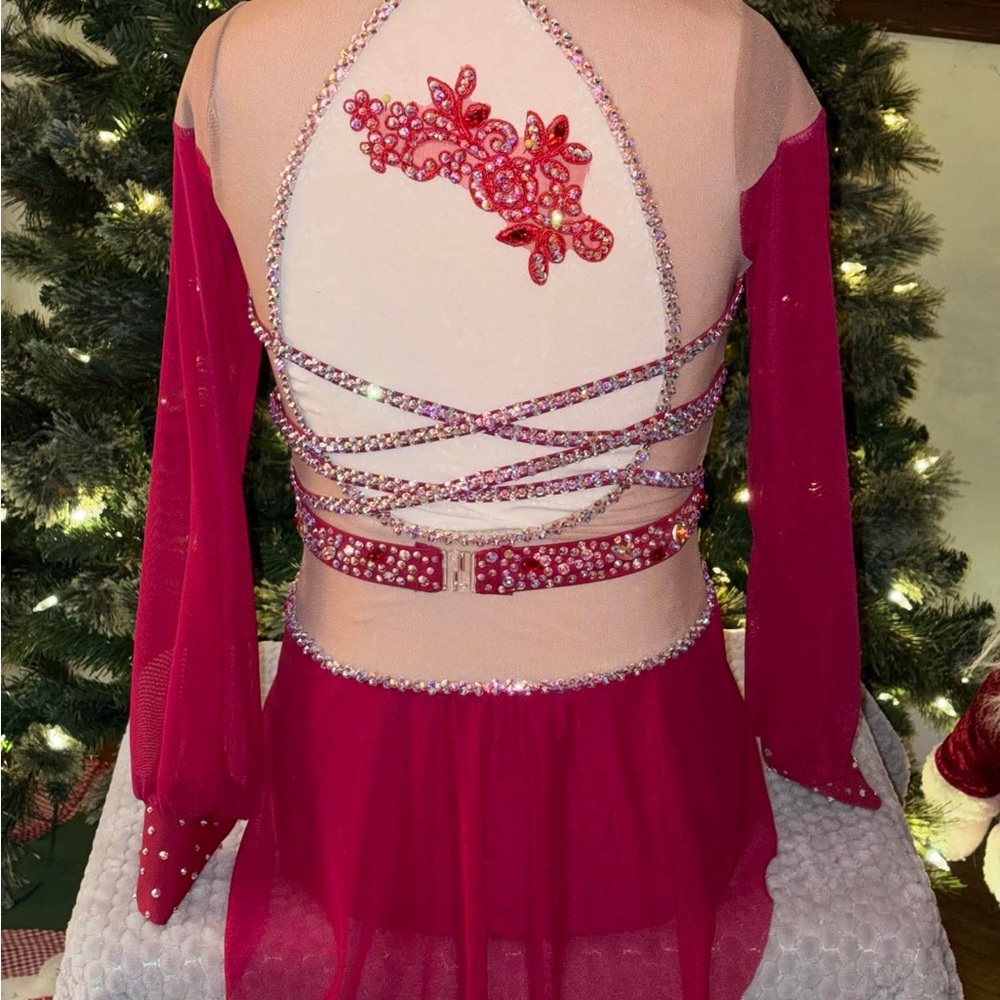 Elegant Red Figure Skating Dress